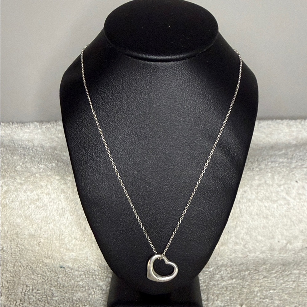 Tiffany & Co. Elsa Peretti Open Heart Pendant Necklace – Sterling Silver, 16” [|